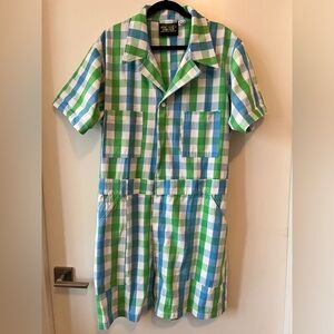 Big Bud Press Blue and Green Gingham Romper